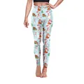 Damen Leggings in Hellblau mit Weihnachtsmann und Schneemann Digitaldruck Muster - Hellblaues Schneemann-Muster (SKDK029)
