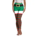 Weihnachts-Elf-Leggings für Damen mit rot-grünen Streifen und Gürtelaufdruck Design - S / Grüner Glitzer Elf Stil (XG013-JC0003S)