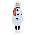 Children's snowman costume with red scarf and holly embroidery for Christmas parties - Kids Snowman (TD-1061)