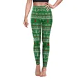 Grüne Weihnachtsleggings mit Rentier- und Schneeflockenprint für Yoga oder Freizeit - Grünes Rentier Schneeflocke (SKDK032)