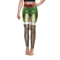 Leggings natalizi da donna con strisce colorate e stampa digitale a cintura finta - Stile Completo da Elfo a Rete(SKDK097)