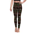 Damen Weihnachtshose mit Glocken und Rentier-Prints auf schwarzem Hintergrund - Schwarzer Weihnachts-Ganzkörperdruck (SKDK033)