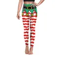 Leggings natalizi da donna con design elfo pixel art e strisce rosse bianche - Stile Elfo di Natale in Pixel Art(SKDK103)