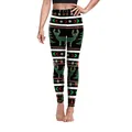 Weihnachts-Leggings mit grünen Rentieren, Schneeflocken und Festtagsmotiven auf Schwarz - Schwarzes Fair-Isle-Rentier (SKDK034)