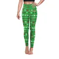Grüne Weihnachts-Leggings mit Rentier-, Schneeflocken- und Weihnachtsbaummuster - Smaragdgrünes Weihnachtselement (SKDK036)