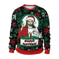 Christmas crewneck sweatshirt with Jesus Happy Birthday print and snowflake patterns - S / Jesus Birthday (CN012-JC0007S)