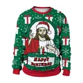 Detail of Christmas sweater with Jesus birthday print and festive snowflake patterns - S / Jesus Birthday Style (CN012-JC0008S)