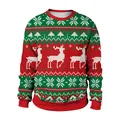 Close-up of knit Christmas sweater with reindeer, snowflake, and tree patterns - S / Elk Snowflake Knitted Texture (CN012-JC0010S)