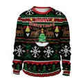 Close-up of Christmas sweater featuring reindeer, snowflakes and Merry Christmas text - S / Christmas Snowflake Globe (CN012-JC0011S)