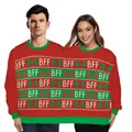 Christmas two-person ugly sweater with BFF patterns and festive holiday graphics - BFF Gingerbread Man Tree Print (SB162-038)