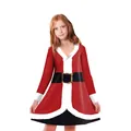 Robe de Noël à manches longues pour enfants avec rayures rouges et imprimé bonhomme de neige - S / Style Père Noël (B487-1004)