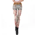 Women's Halloween leggings with white denim and red blood splatter digital print - S / Denim Faux Two Piece Blood Style (WKDK1022)