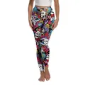 Women's black Halloween leggings with colorful Mexican Day of the Dead skull patterns - S / Colorful Skull Print (JC0037W)