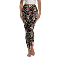 Women's Halloween skeleton hand and floral print high waist black yoga leggings - S / Beige Skull Hand Print (JC0038W)