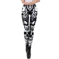 Dames legging met skeletprint en gotische schedel- en oogpatronen in zwart wit - S / Z&W Gotisch Horror Oogballen (WKDK1089)