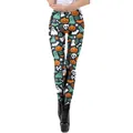 Halloween-leggings met schedel- en pompoenprint voor yoga en feestelijke sportkleding - Halloween Algemeen Thema (WKDK1093)