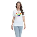 Weißes Batik-T-Shirt mit Regenbogen-Drachengrafik und klassischem Rundhalsausschnitt - Regenbogen Doppeldrachen (H001-B7-YZ24C0185)