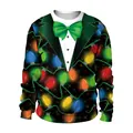 Sudadera de Navidad con divertido diseño de traje 3D y luces festivas de colores - S / Estilo Luces de Colores Base Negra (CN012-JC0028S)