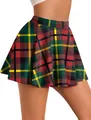Christmas pleated mini skirt with red and green plaid pattern and high waist design - S / Red Green Mixed Plaid (ZQ0016S)