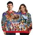 Ugly Christmas sweater for two with festive snowy scene and holiday patterns - Winter Snow Sleigh Print (SB162-042)