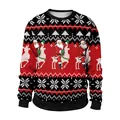 Women's Christmas sweater with Santa and reindeer digital print in red, black and white - S / Black Red Santa Riding Reindeer Pattern (CN012-JC0015S)