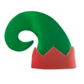 Cappello da elfo di Natale a strisce rosse e verdi con punta a gancio su sfondo bianco - Taglia S (53-55) / Stile a Righe Rosse e Verdi (B496-1009)