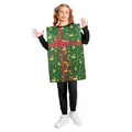 Grünes Weihnachtsgeschenkkostüm für Kinder mit Rentierprints und roter Schleife - Größe 2X Groß / Grün Goldener Rentierdruck-Kinder (TD-1071)