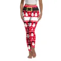 Women's Christmas leggings with snowman print and high waist belt pattern design - S / Snowman and Belt Mock Style (XG013-JC0018S)