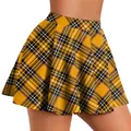 Yellow plaid pleated mini skirt with high waist design for a sexy preppy look - Yellow Plaid (CG022-ZQ0121C)