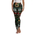 Christmas yoga leggings with festive sock and snowflake prints and faux belt design - S / Christmas Sock and Bell Style (XG013-JC0019S)