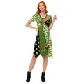 St. Patrick's Day V-neck irregular dress with shamrock leaf prints and green patterns - S / St. Patrick's Day Theme (B323-1010)