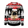 Christmas sweatshirt with pug print in red and black colors for holiday wear - S / Pug Style (CN012-JC0026S)