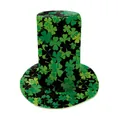 Cilindro di San Patrizio con motivi a trifoglio verde per parate di festival irlandesi - S / Motivo Trifoglio Nero (B495-1027)