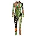 St. Patrick's Day bodysuit met lange mouwen, klaver-patchwork en digitale print - S / Iers Patchwork Meerkleurig (B142-546)