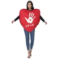 Valentinstag Herz Kostüm mit Handabdrücken und LOVE Aufdruck für Erwachsene - Einheitsgröße / Handabdruck LOVE Stil (PD-1075)