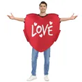 Herzförmiges Partykostüm für Erwachsene mit Digitaldruck und LOVE-Schriftzug in Rot - Einheitsgröße / Künstlerischer LOVE Stil (PD-1077)