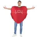 Valentinstag Herz-Kostüm aus Schaumstoff in Rot mit weißem Herzschlag-Digitaldruck - Einheitsgröße / EKG-Linie Stil (PD-1078)