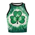 Women's St. Patrick's Day green shamrock tie-dye print sleeveless crop top vest - S / Shamrock Burst Print (GA123-1116)