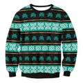 St. Patrick's Day sweatshirt met groene klaverprint en ronde hals voor de lente - S / Zwart Klaver Geometrisch Patroon (CN012-1001)