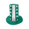 Green and white striped St. Patrick's Day top hat with shamrock prints - S (53-55cm) / Green White Stripe Shamrock Style (B495-1031)