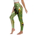 Green St. Patrick's Day yoga leggings featuring shamrock and horseshoe digital prints - S / Festive Elements Patchwork Print (ZQ0001A)
