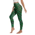 Women's high-waisted yoga leggings featuring a classic green St. Patrick's plaid pattern - S / Green Plaid Print (ZQ0002A)