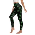 Women's St. Patrick's Day high waist yoga leggings with green shamrock prints - S / Black Shamrock Print (ZQ0003A)