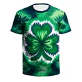 Grünes Herren T-Shirt mit psychedelischem Kleeblatt-Druck zum St. Patrick's Day - S / Grün-Weiß Kleeblatt Spiral (CN003-JC0021A)