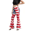 Distressed American flag flare pants for women with stars and stripes vintage design - S / Tie-dye Red Blue Colorblock (B286-074)