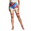 Damen Independence Day Leggings mit USA-Flaggenmuster und Kunstpelz Digitaldruck - Kreative Netzstrumpf Druck Stil (XG013-1012)