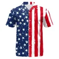 Men's Independence Day short sleeve shirt with stars and stripes vintage design - S / Asymmetric American Flag Pattern (B267-1053)