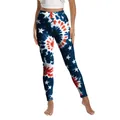 Damen Independence Day Leggings mit hoher Taille und patriotischem Sternen-Batikmuster - S / Batik Pentagramm Stil (XG013-1010)