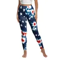 Damen Yoga-Leggings mit hoher Taille, US-Flaggen-Sternen und rotem Batik-Blumenmuster - S / Batik Sternenmuster (XG013-1009)