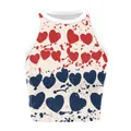 Independence Day women's cropped tank top with vintage tie-dye heart print - S / Splatter Heart Pattern (GA123-1125)